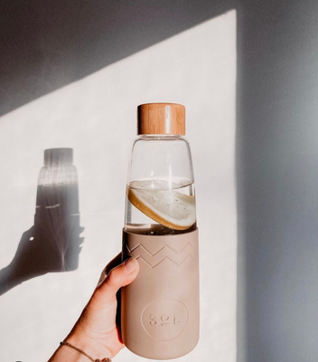Flourish Water Bottles - hand-blown glass &amp; silicone durable drinking bottle