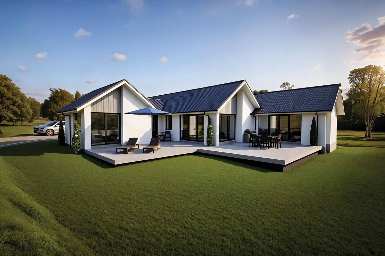 Render of home under construction brick cladding, timber features and gable roof