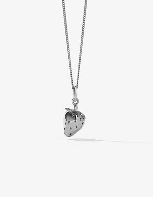 Meadowlark Strawberry Charm Necklace Silver