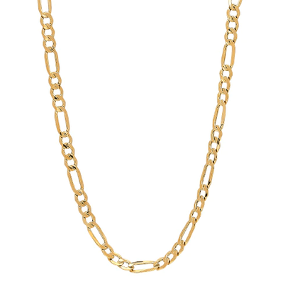 Najo Hollow-Tube Yellow Gold Plated Figaro Chain Necklace with T-bar -50cm