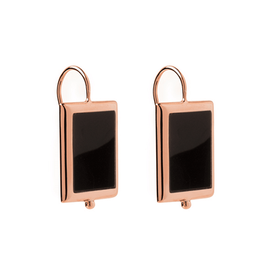 Najo Onyx Earrings Rose Gold Plated