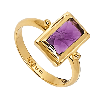 Najo Faceted Amethyst Ring Gold Plated Size Medium