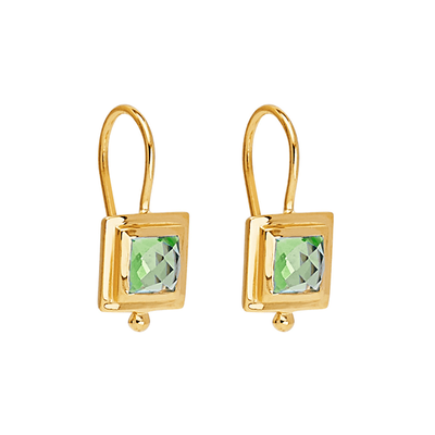 Najo Square Peridot Hook Earrings Gold Plated
