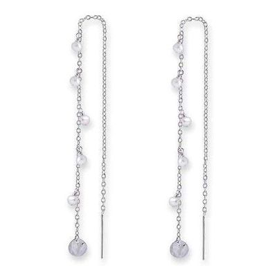 Bianc Pearl Thread Earrings Silver