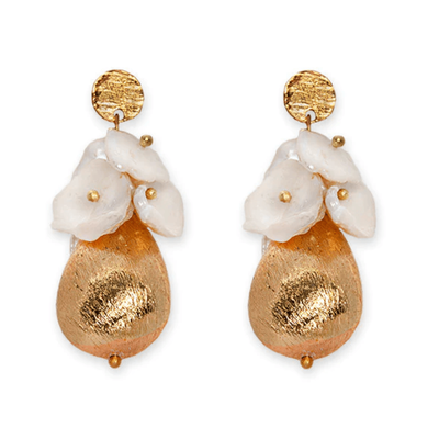Bianc Valentina Gold Drop w/ FWP Earrings