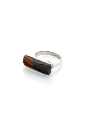 Silk &amp; Steel Grace Ring With Tigers Eye Silver