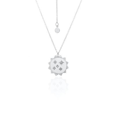 Silk &amp; Steel Stars Of Dreams Necklace With White Topaz On Rhodium Plated Sterling Silver