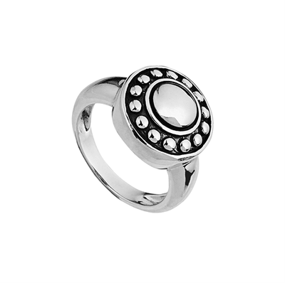 Najo Oxidized Patterned Disc Ring SIZE SMALL