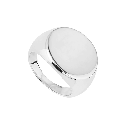 Najo Flat Round Signet Ring with Tapered Band
