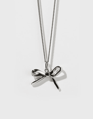 Meadowlark Bow Charm Necklace Silver