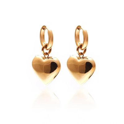 Silk &amp; Steel Bisous Puffed Heart Hoop Earrings Gold