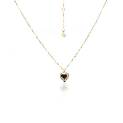 Silk &amp; Steel Amour Necklace Black Spinel Gold Plated