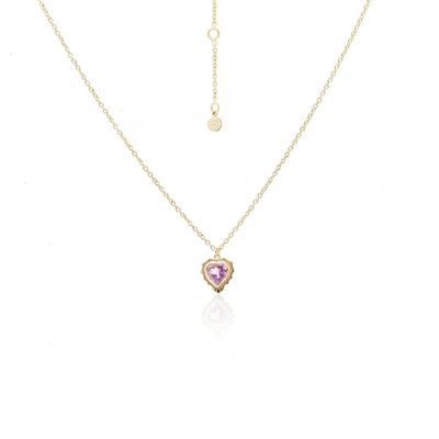 Silk &amp; Steel Amour Necklace Brazillian Amethyst Gold Plated