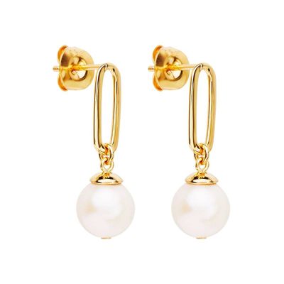 Najo The Enchantress Pearl Drop Stud Earrings Gold Plated