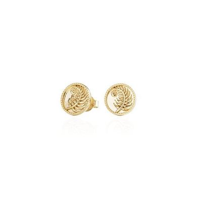 Evolve Fern Coin Studs Gold Plated