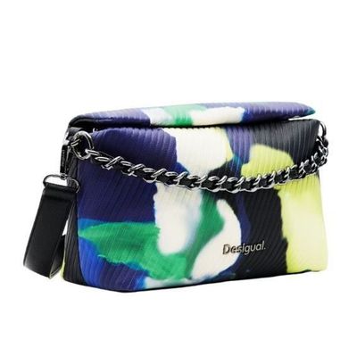 Desigual Blue/Yellow/Green Small Crossbody Bag With Chain Strap and Long Strap