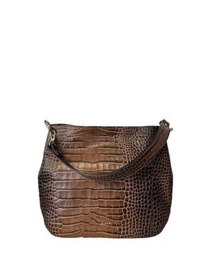 Ripani Chocolate Croc Shoulder Bag