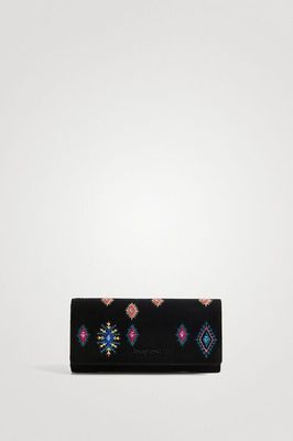 SALE - (Was $189) Desigual Embroidered Black Long Wallet