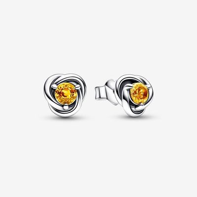 Honey Eternity Circle Stud Earrings