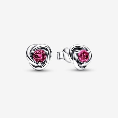 Pink Eternity Circle Stud Earrings