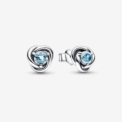 Sea Aqua Blue Eternity Circle Stud Earrings