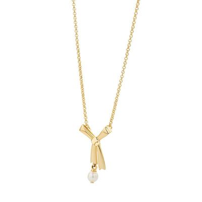Karen Walker Pearl Bow Necklace Gold Plated