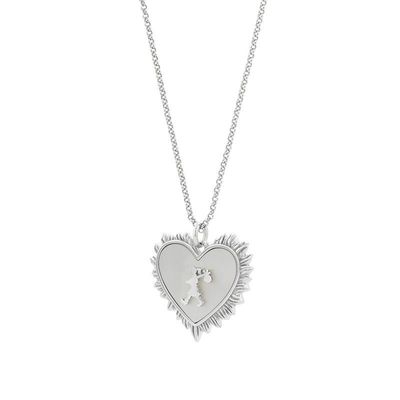 Karen Walker Runaway Flaming Mother-of-Pearl Heart Necklace 55cm