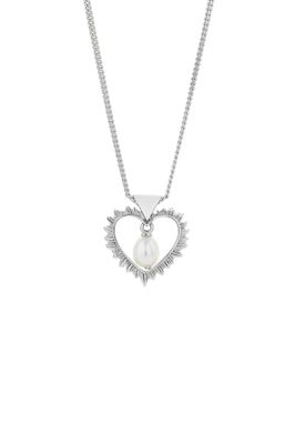 Karen Walker Flaming Heart Necklace with Fresh Water Pearl
