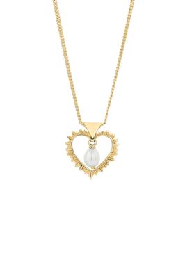 Karen Walker Flaming Heart Necklace with Fresh Water Pearl Gold Plated