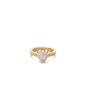 Stolen Girlfriends Club Mini Love Claw Ring Pink Bello Opal Gold Vermeil