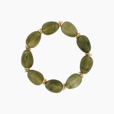 Zahar Olive Beaded Bracelet Gold Plated