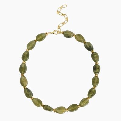 Zahar Olive Beaded Necklace Gold Plated