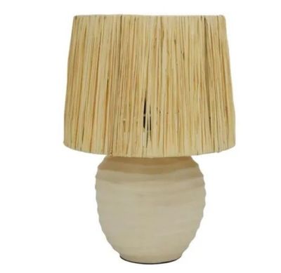 WAVE TABLE LAMP RAFFIA SHADE NATURAL