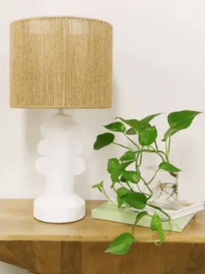 HAVANA CERAMIC TABLE LAMP W JUTE SHADE - WHITE PRE-ORDER 16TH SEP 24