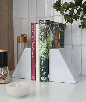 Marble Bookends Pair - White