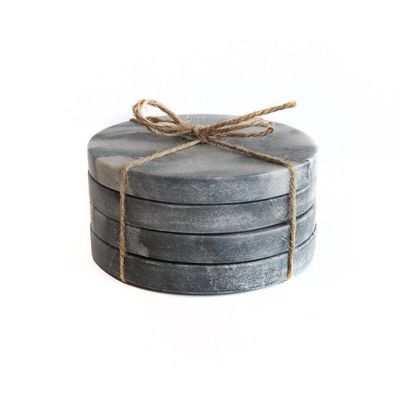 Marble Round Coasters Grey - Set Of 4