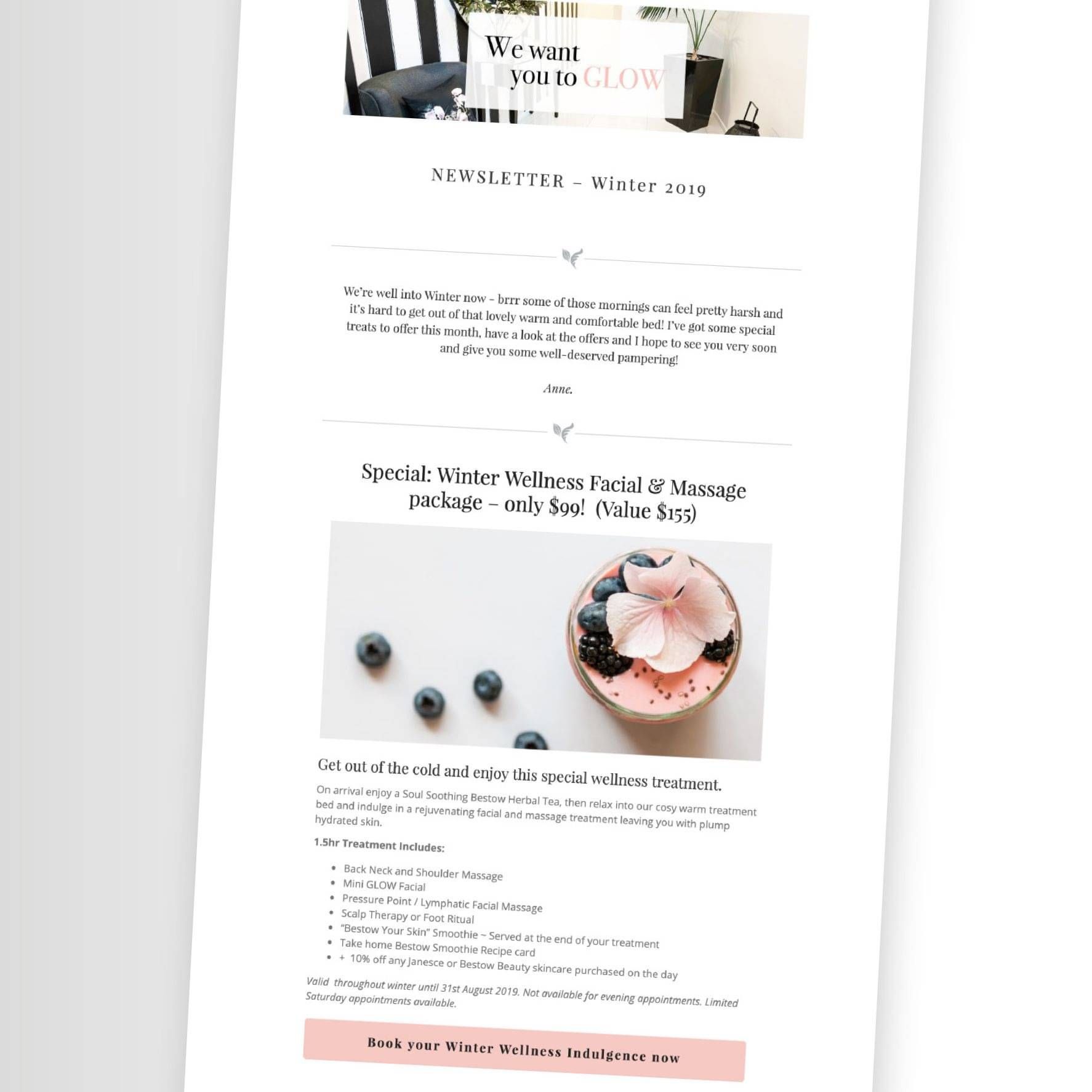 Mailchimp template design – Designerbloom Graphic Design – Wellington, New Zealand