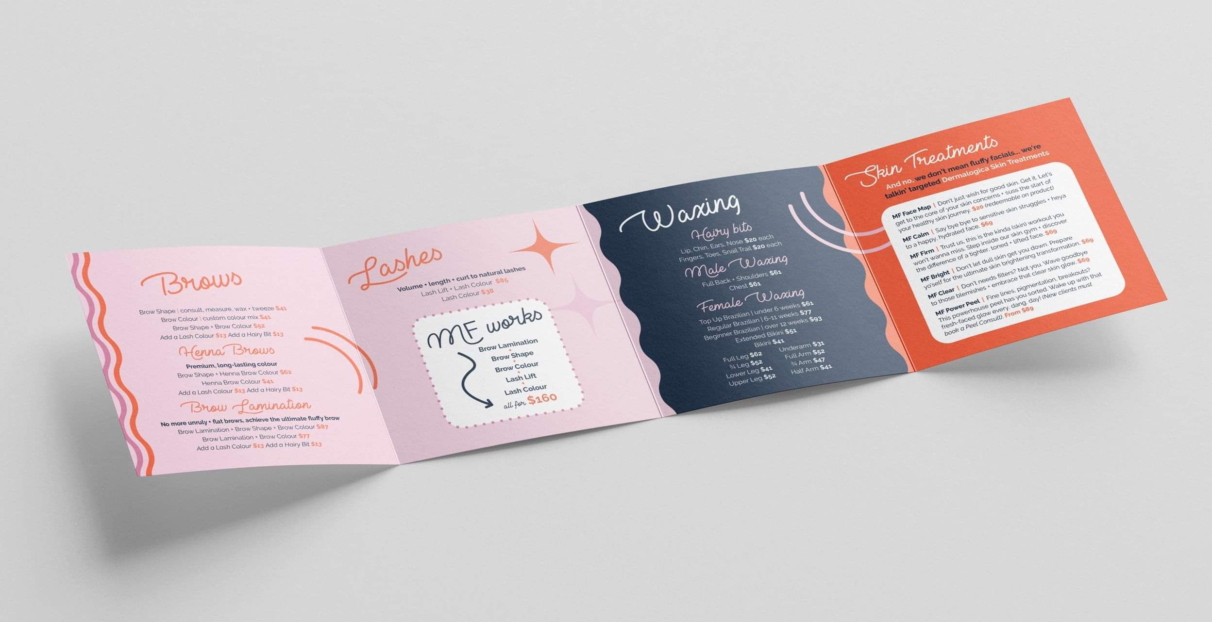 Beauty Treatment Menu Design | 4-fold square
