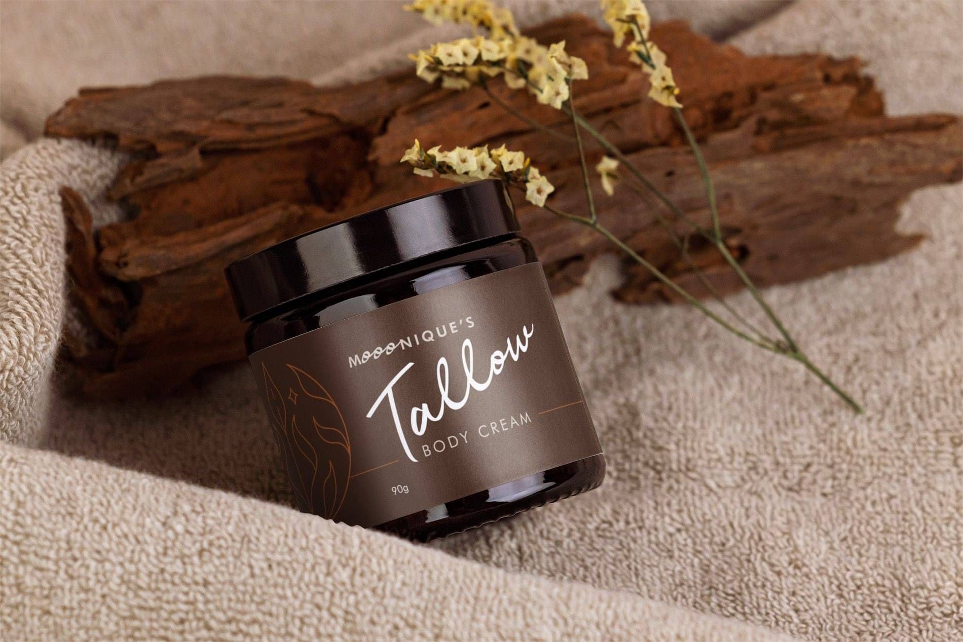 Photo of Body Cream Label Design on Amber Jar