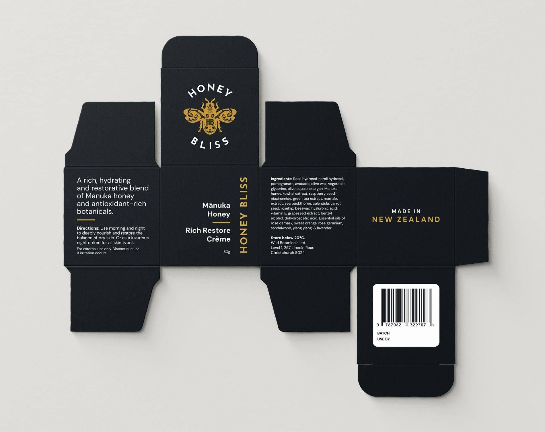 Flatlay Box Packaging Design for NZ Beauty
