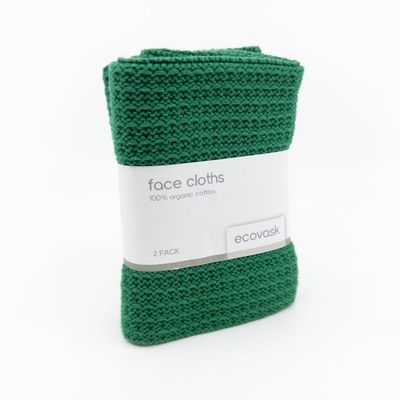 Face Cloths 2pk - Emerald