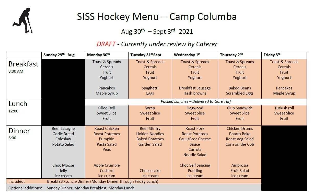 SISS Hockey Menu