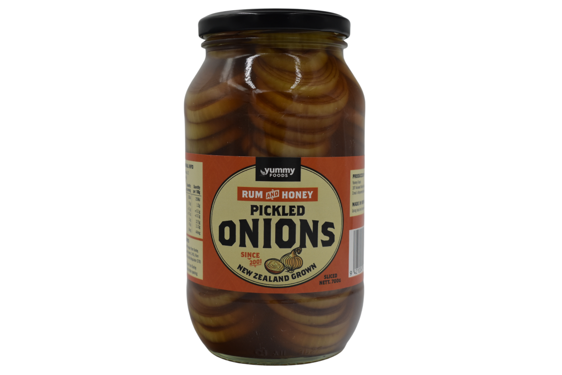 Pickled Onions in Rum &amp; Honey - Sliced 700g