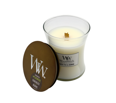 Woodwick White Tea &amp; Jasmine Candle - Medium