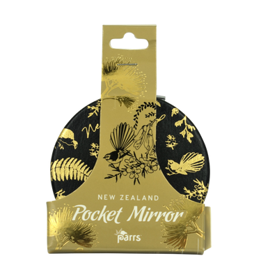 Pocket Mirror Black &amp; Gold Birds