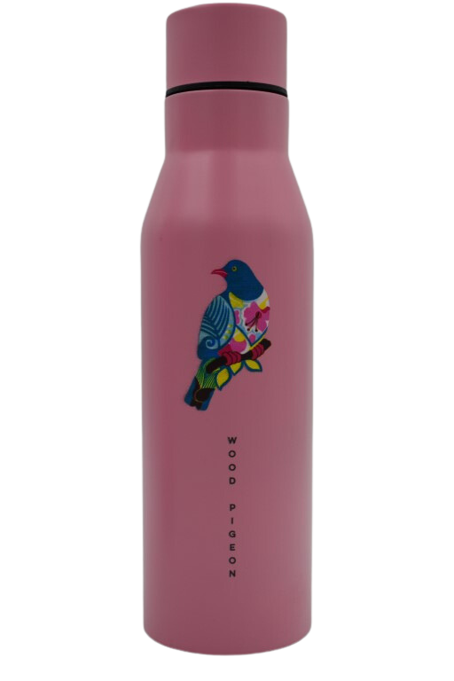 Metal Drink Bottle Designer Birds - Wood Pigeon