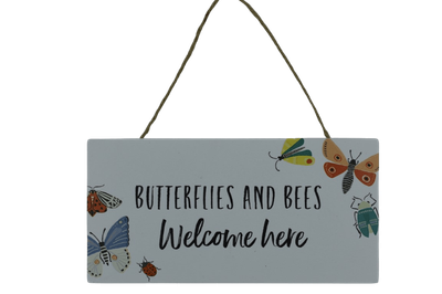 Butterflies and Bees Welcome Hanging Plaque
