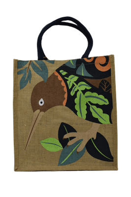Hessian Bag  - Kiwi and Leaves