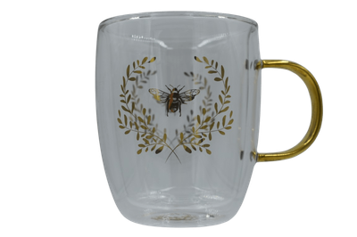 Elegant Bee Double Walled Glass Mug