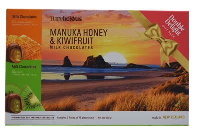 Purelicious Soft Centered Manuka Honey and Kiwifruit Chocolates Twin Pack